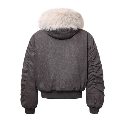 Detachable Fake Fur Hooded Puffer Jacket WN28069