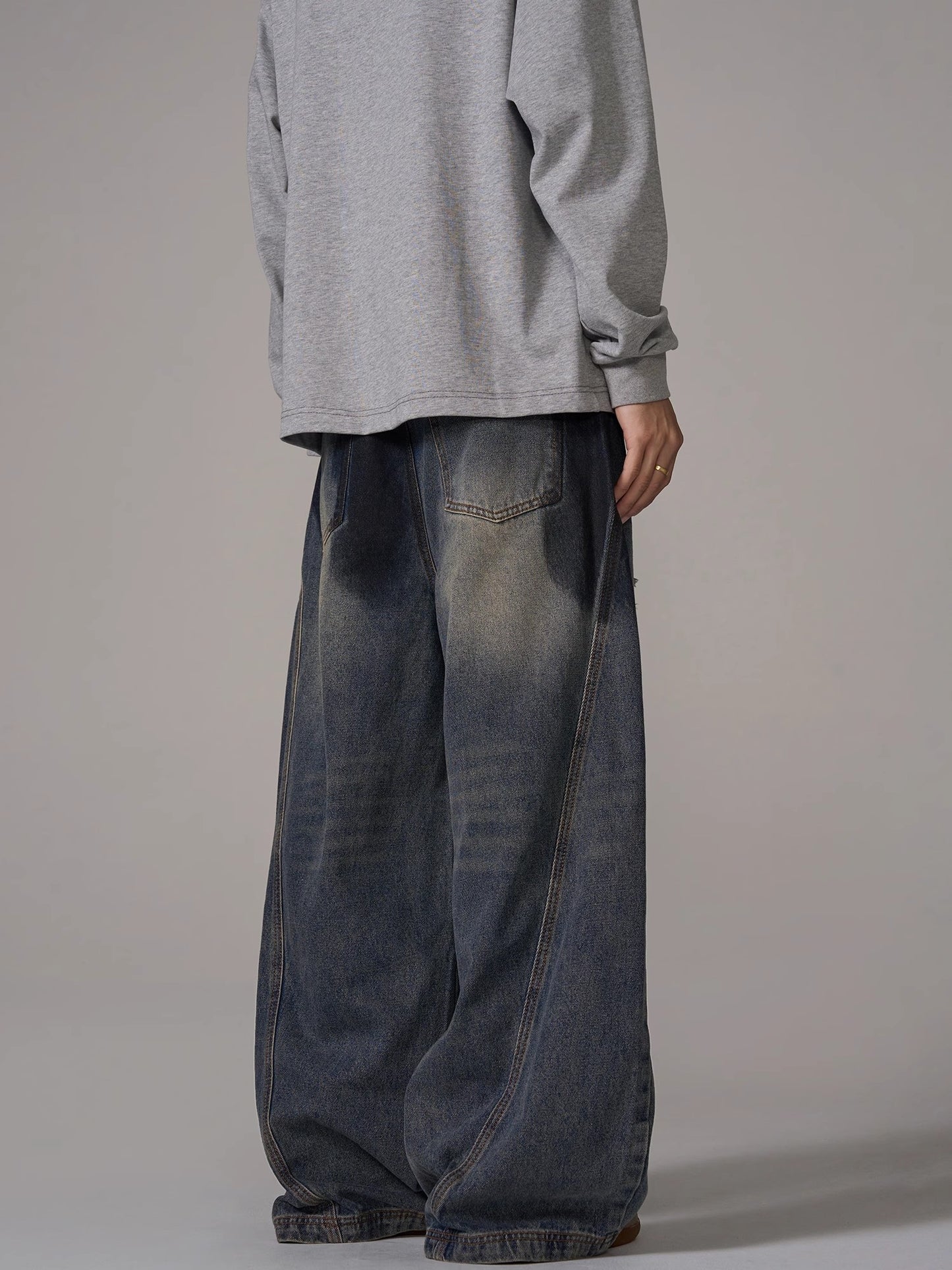 Damage Baggy Wide-Leg Denim Jeans WN10640