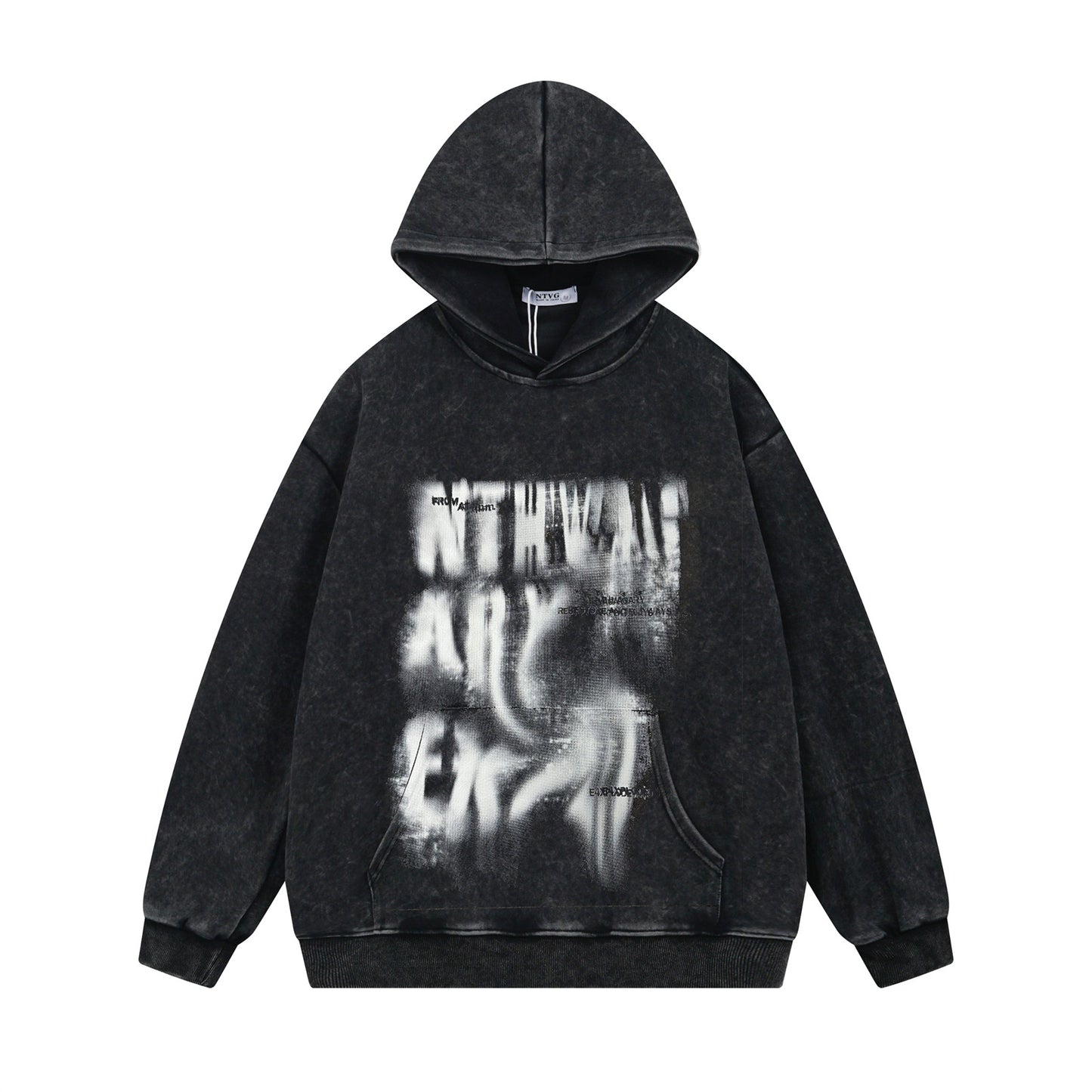 Washed Letter Print Oversize Hoodie WN11550