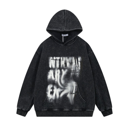 Washed Letter Print Oversize Hoodie WN11550