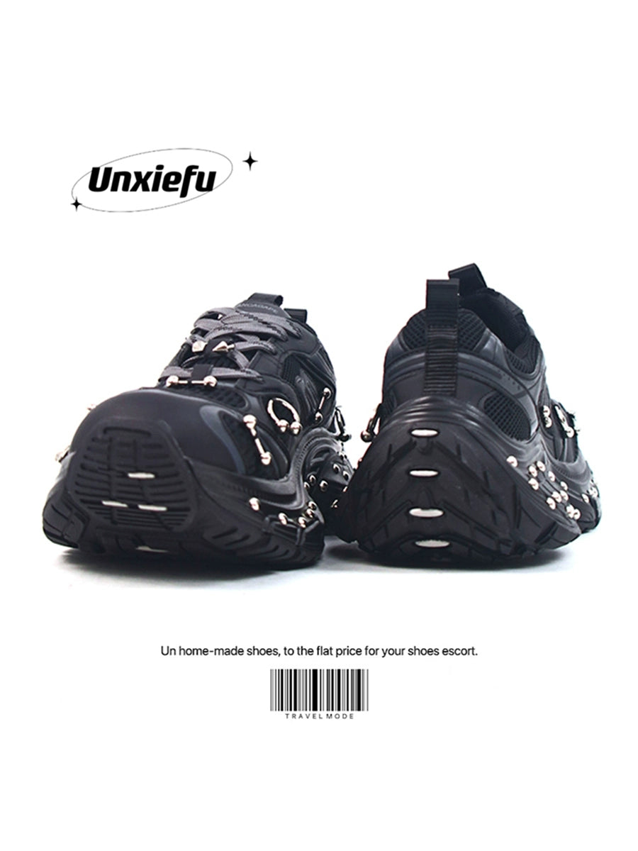 Studded Buckle Chunky Sole Dad Sneakers WN20791