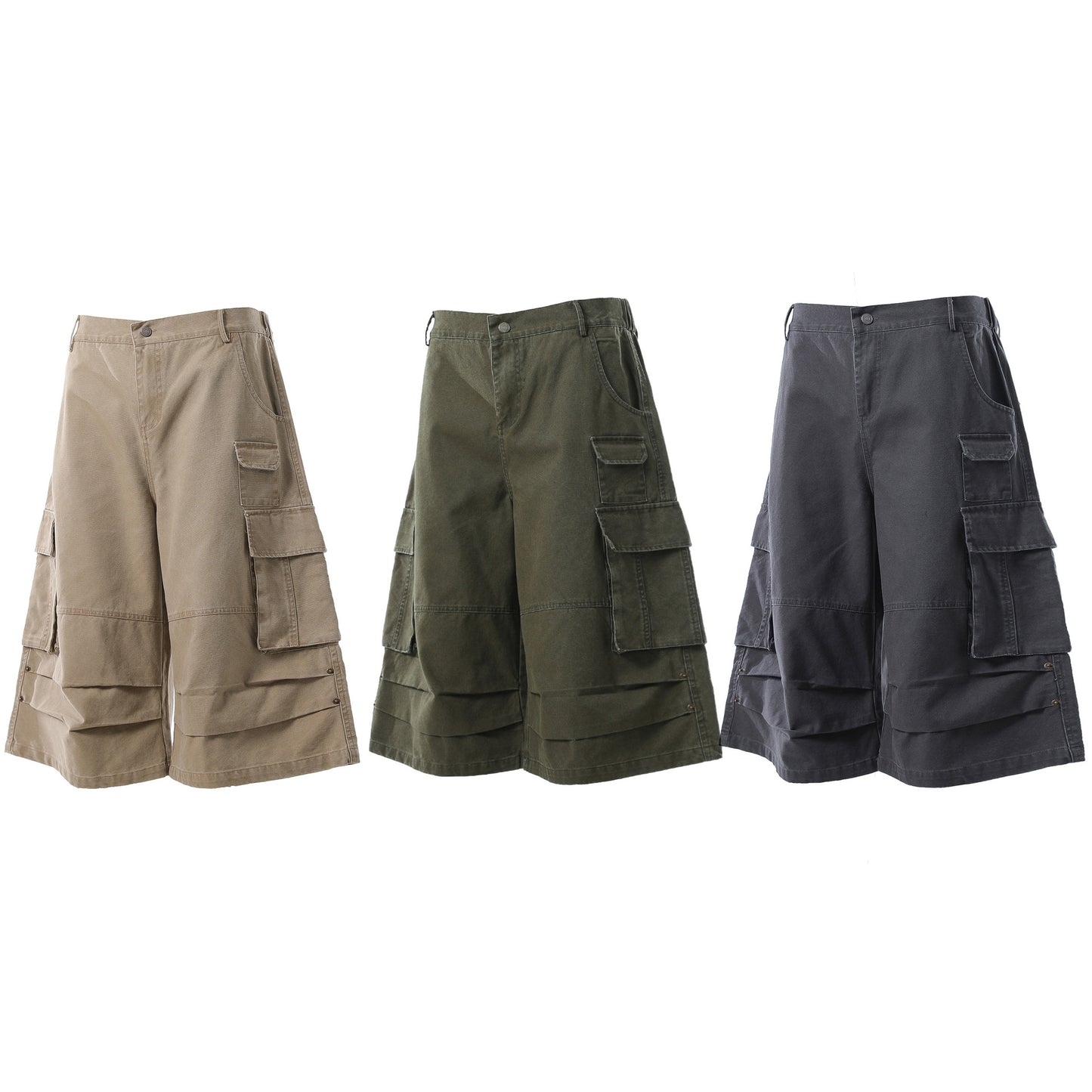 Washed Multi Pocket Cargo Half Pants WN25734