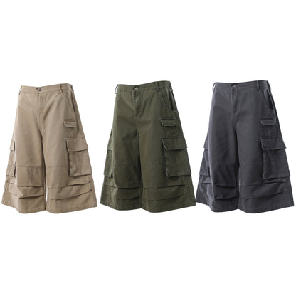 Washed Multi Pocket Cargo Half Pants WN25734