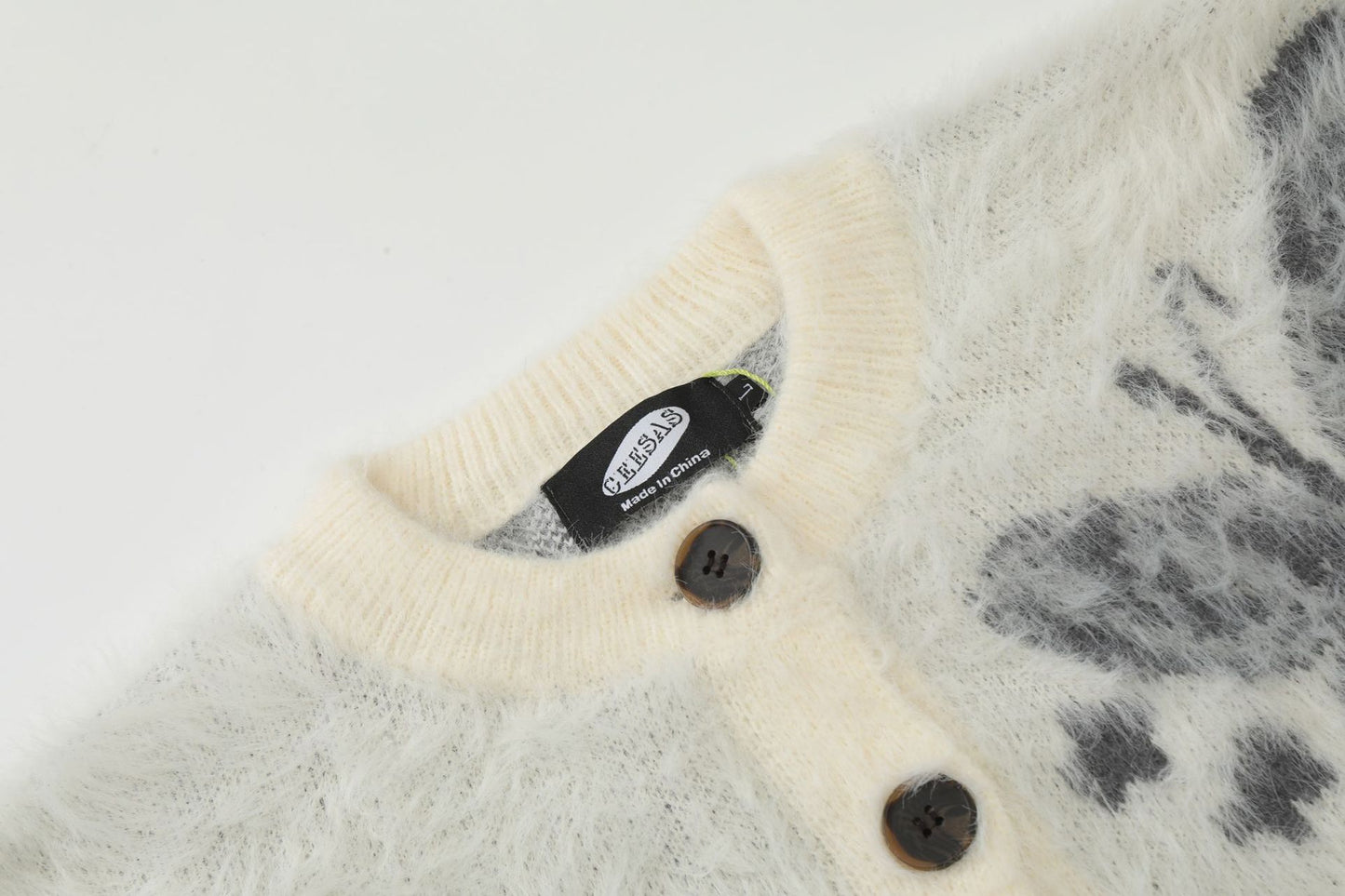 Butterfly Jacquard Fake Mink Knit Cardigan WN11180