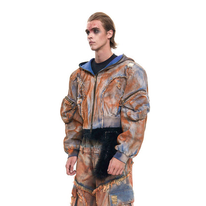 Mud-Dye Raw Hem Utility Hooded Jacket & Pants Setup WN20382
