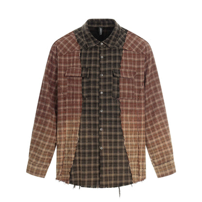 Plaid Washed Damage Long Sleeve Shirt WN25603