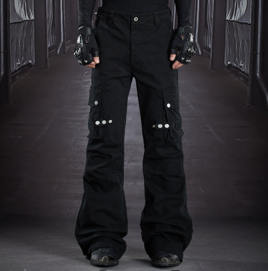 Multi Pocket Adjustable Snap Button Flare Cargo Pants WN22909