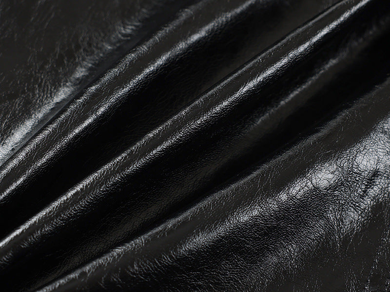 Shiny Zip-Up PU Leather Jacket WN23071