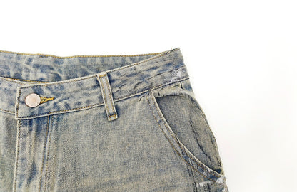 Washed Paint Wide Leg Denim Half Jeans WN27823