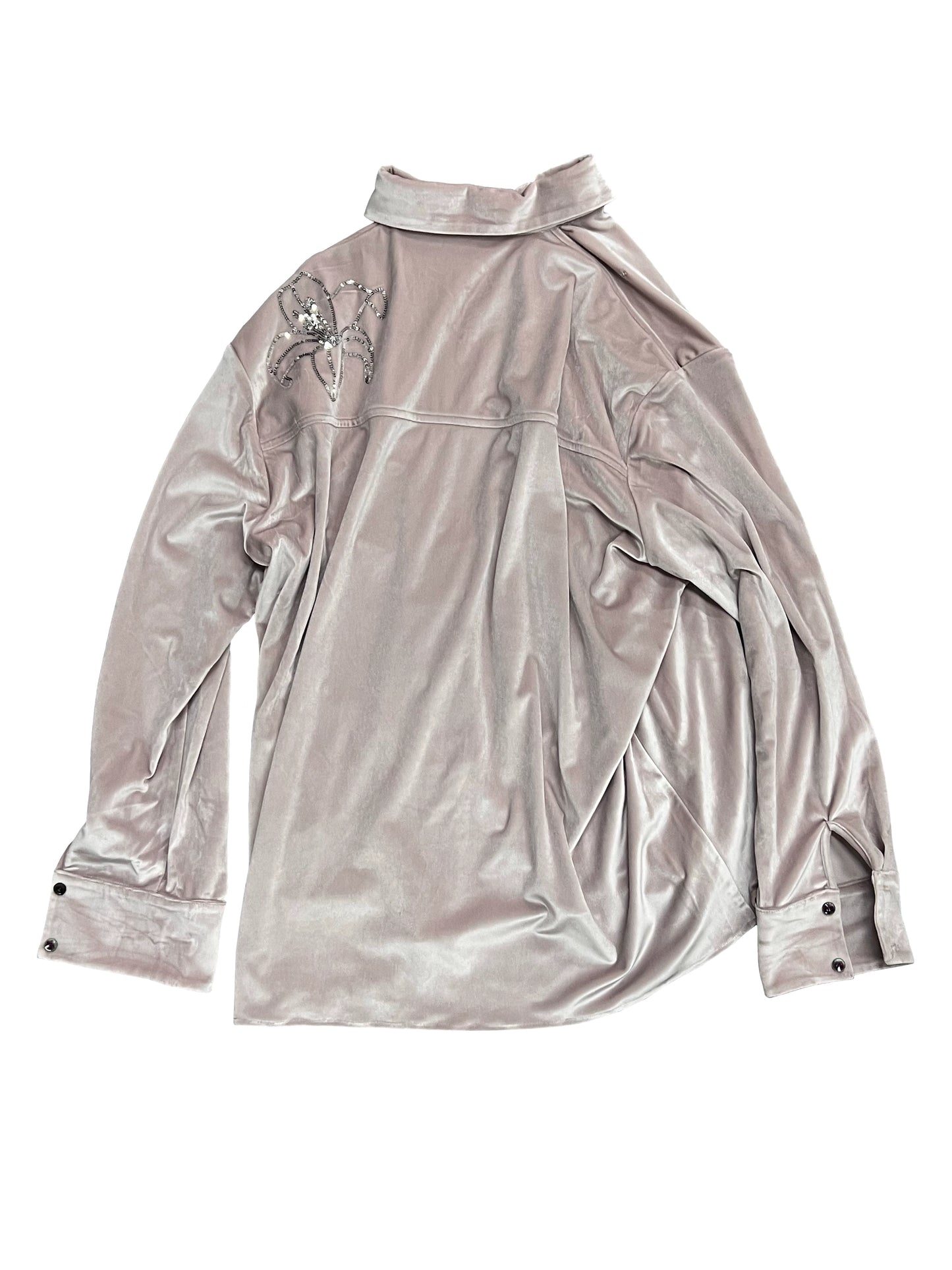 Sequin Embroidery Velour Long Sleeve Shirt WN18912