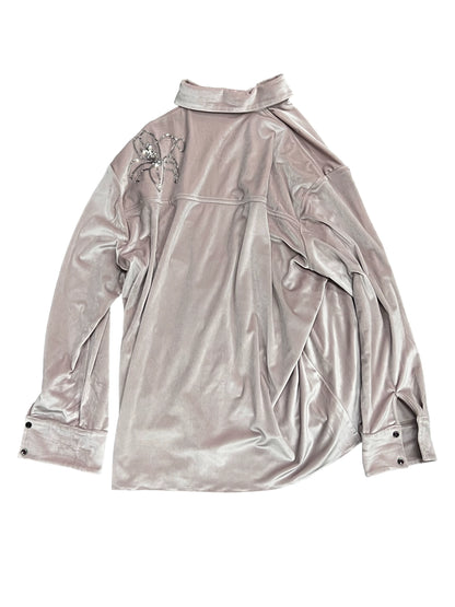 Sequin Embroidery Velour Long Sleeve Shirt WN18912