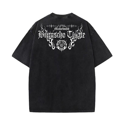 Washed Skeleton Art Graphic Short Sleeve T-Shirt WN26966