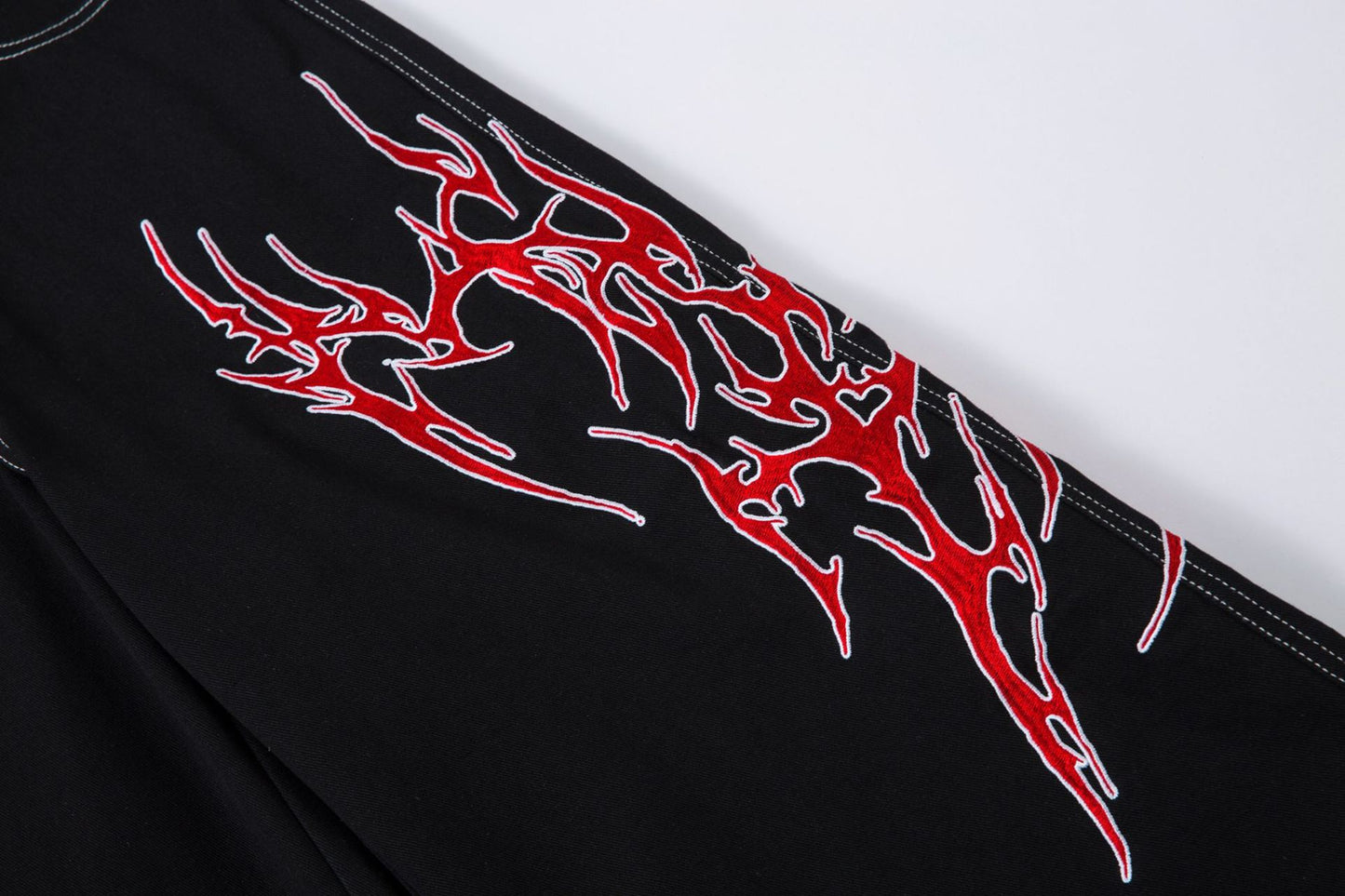 Heavyweight Embroidery Wide Leg Denim Jeans WN16195