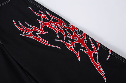 Heavyweight Embroidery Wide Leg Denim Jeans WN16195