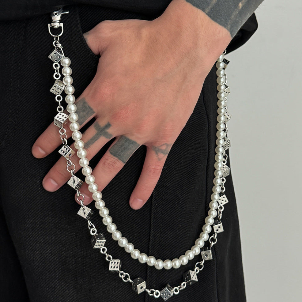 Dice Pearl Beads Pants Chain WN21060