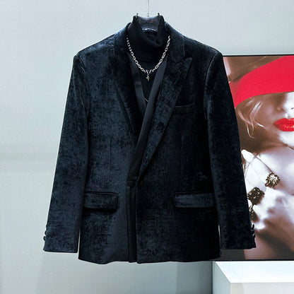 Corduroy Tailored Jacket & Wide-Leg Straight Trousers Setup WN23958