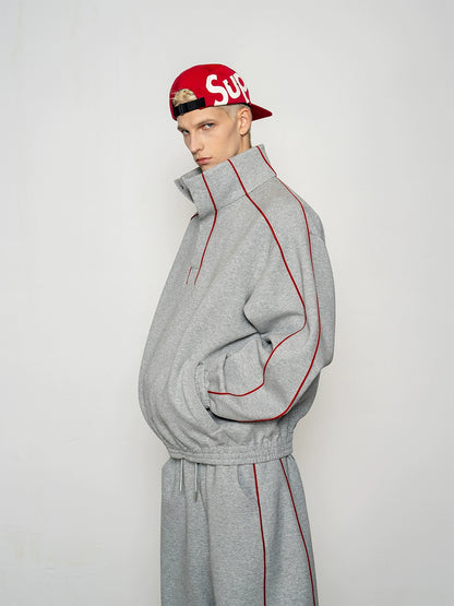 Deconstructed Colorblock Sweatshirt & Wide Leg Pants Setup WN20873