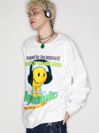 Illustration Letter Print  Long Sleeve T-Shirt WN22261