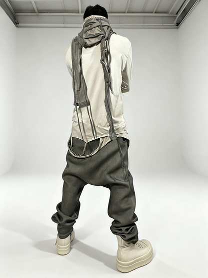 Asymmetric High-Neck Deconstructed Long Sleeve T-Shirt WN22000