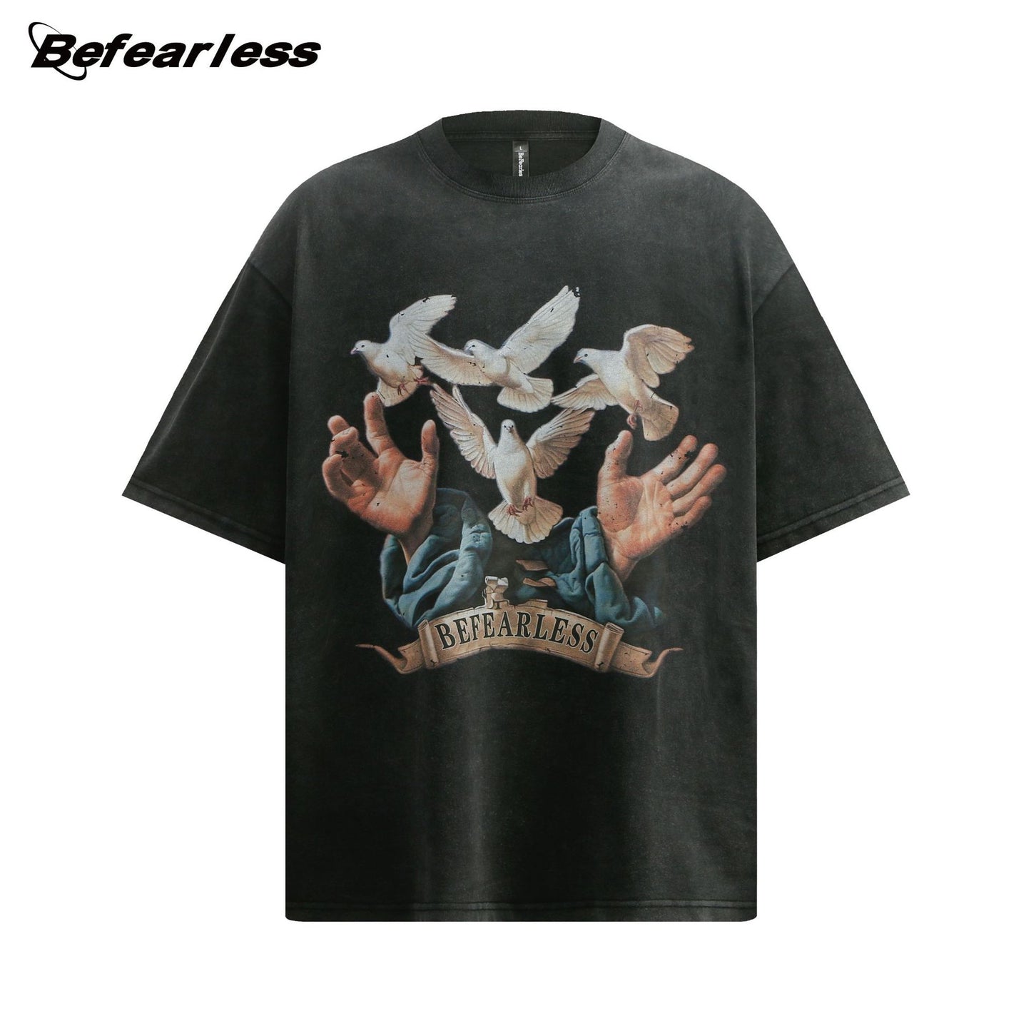 Washed Dove Print Heavyweight Oversize Short Sleeve T-Shirt WN26398