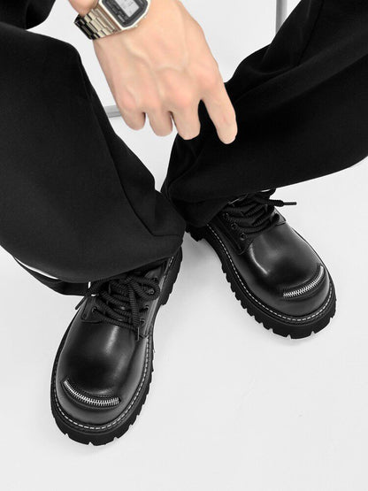 Lace Up Zipper Detail Thick Sole Shoes WN24503