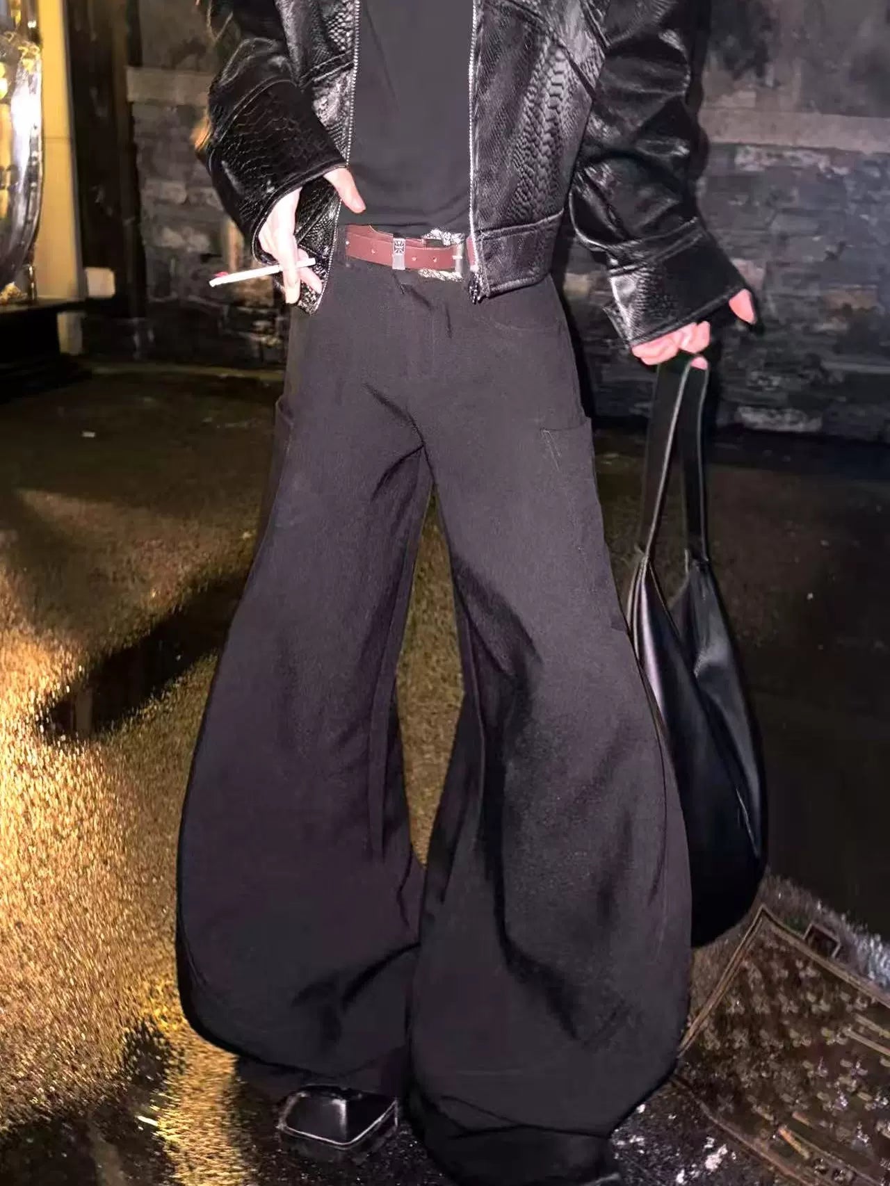 Patchwork Scimitar Wide Leg Trousers WN20063