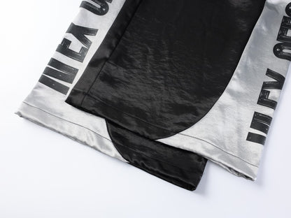 Contrast Patchwork Letter Print Wide Leg Sweatpants WN27878
