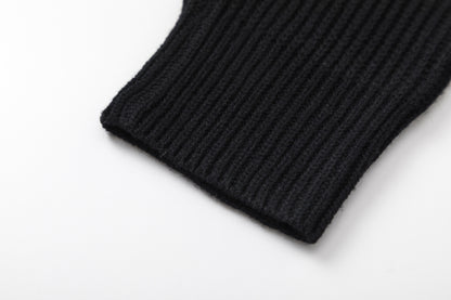 Statue Print Colorblock Patchwork High-Neck Knit Cardigan WN11510