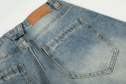 Washed Whisker Curved Denim Jeans WN25970