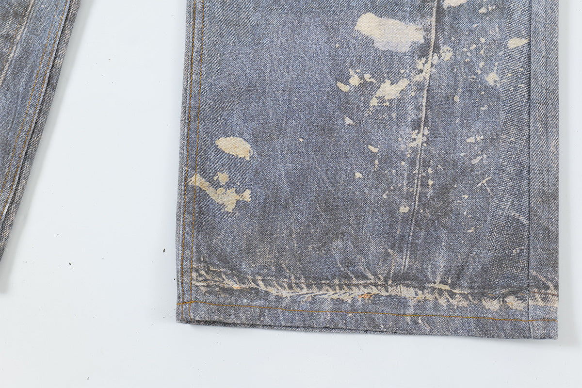 Washed Print Straight Denim Jeans WN12660