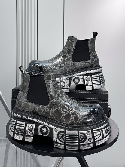 Croc Pattern Side Gore Platform Short Boots WN24580