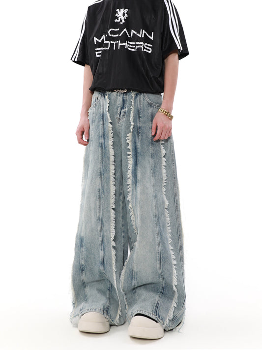 Tassel Design Wide Leg Denim Jeans WN7554