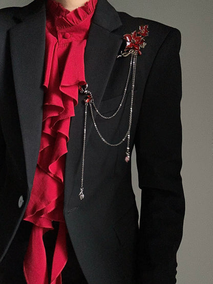 Dark Gothic Flower Chain Brooch WN23127