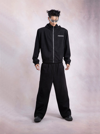 Stand-neck Zipper Hoodie & Sweatpants Setup WN9319