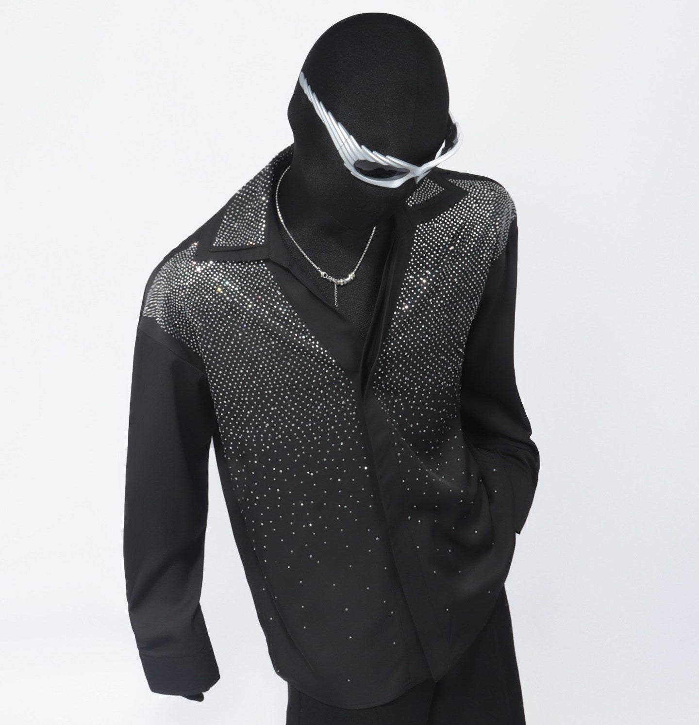 Rhinestone Decor Long Sleeve Shirt WN23708