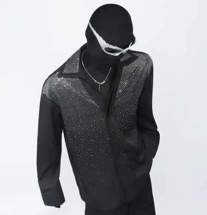 Rhinestone Decor Long Sleeve Shirt WN23708