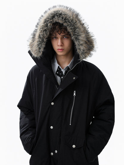 Fake Fur-Collar Pockets Design Warm Coat WN22100