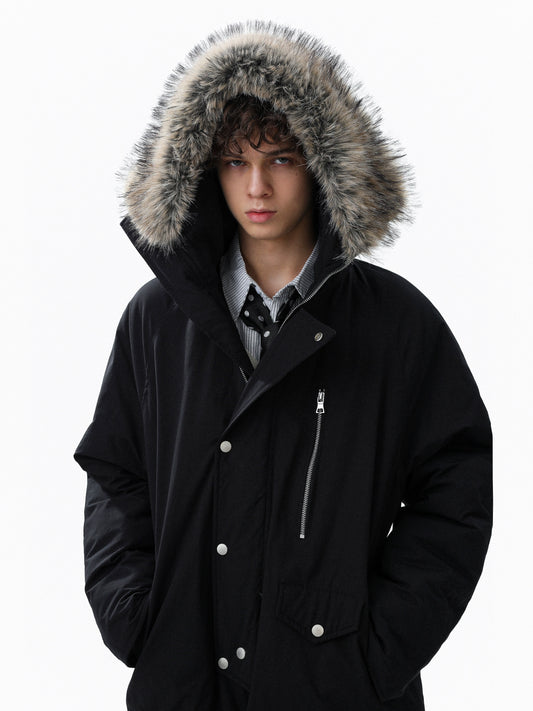 Fake Fur-Collar Pockets Design Warm Coat WN22100