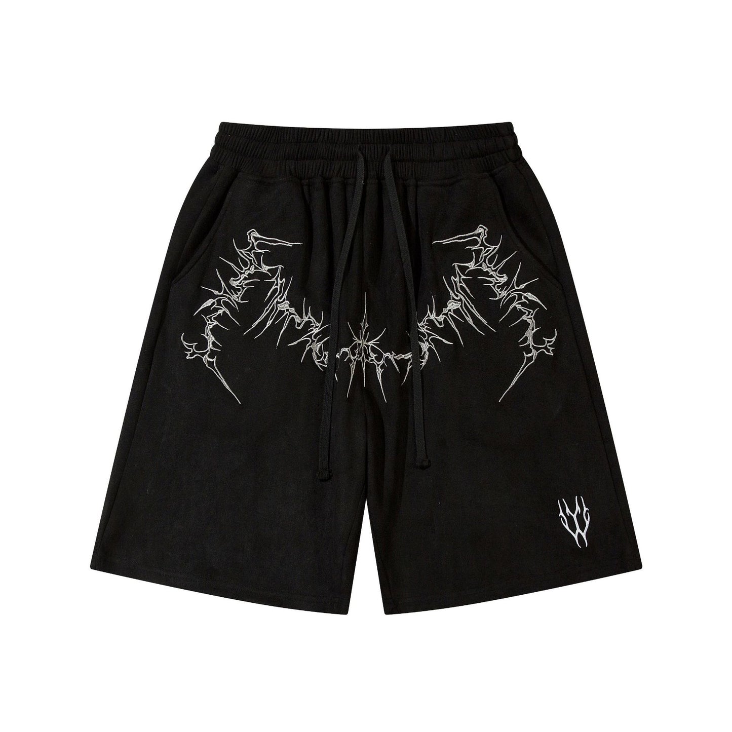 Suede Embroidery Wide Leg Half Pants WN16205