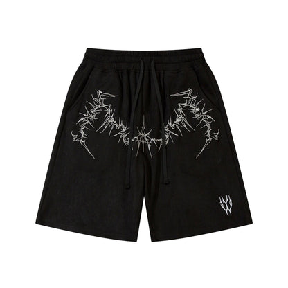 Suede Embroidery Wide Leg Half Pants WN16205