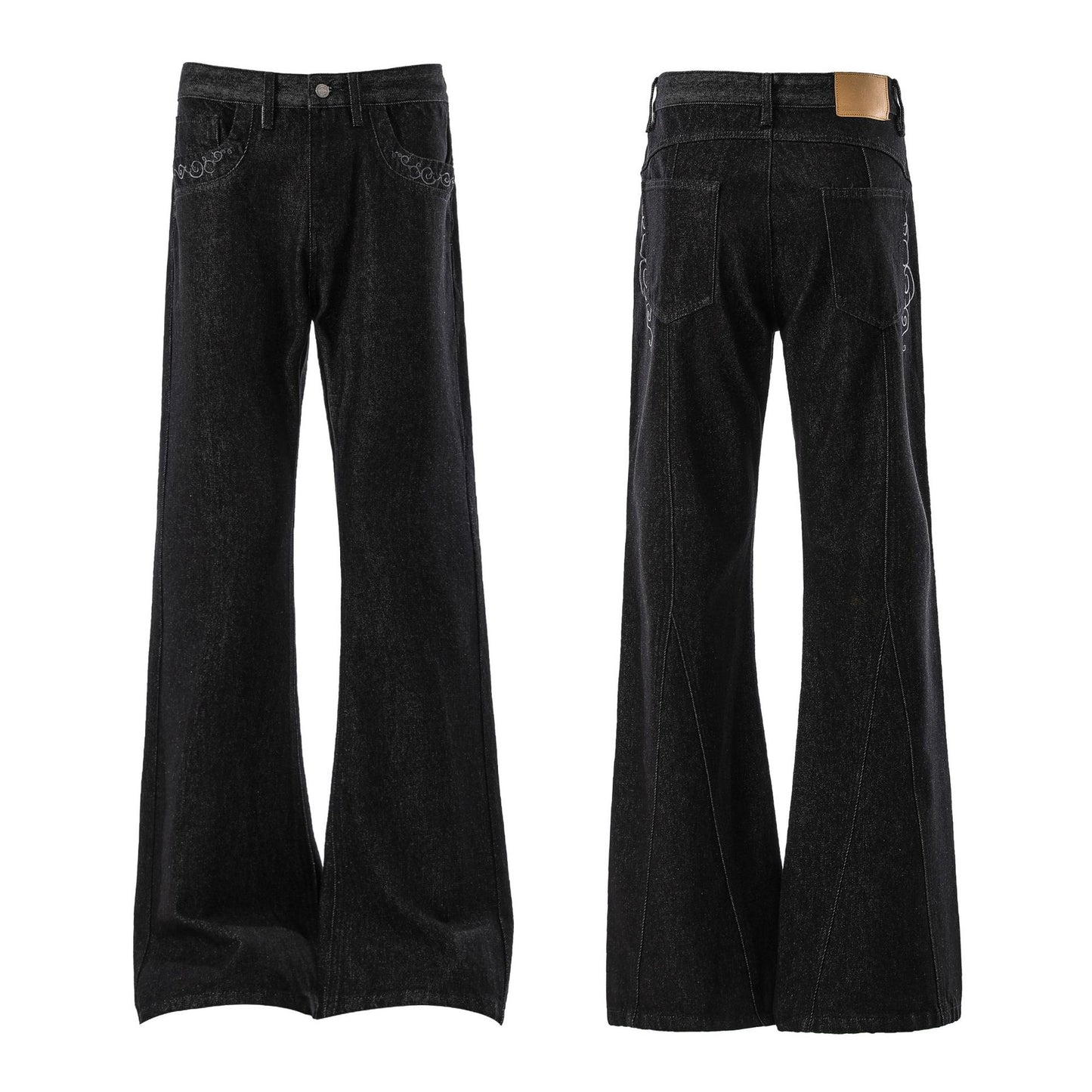 Pocket Embroidery Flare Denim Jeans WN25916
