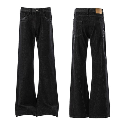 Pocket Embroidery Flare Denim Jeans WN25916