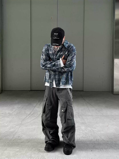 Washed Multi Pocket Straight Cargo Pants WN8228