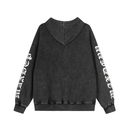 Mix Patch Graphic Washed Zipper Hoodie WN23598