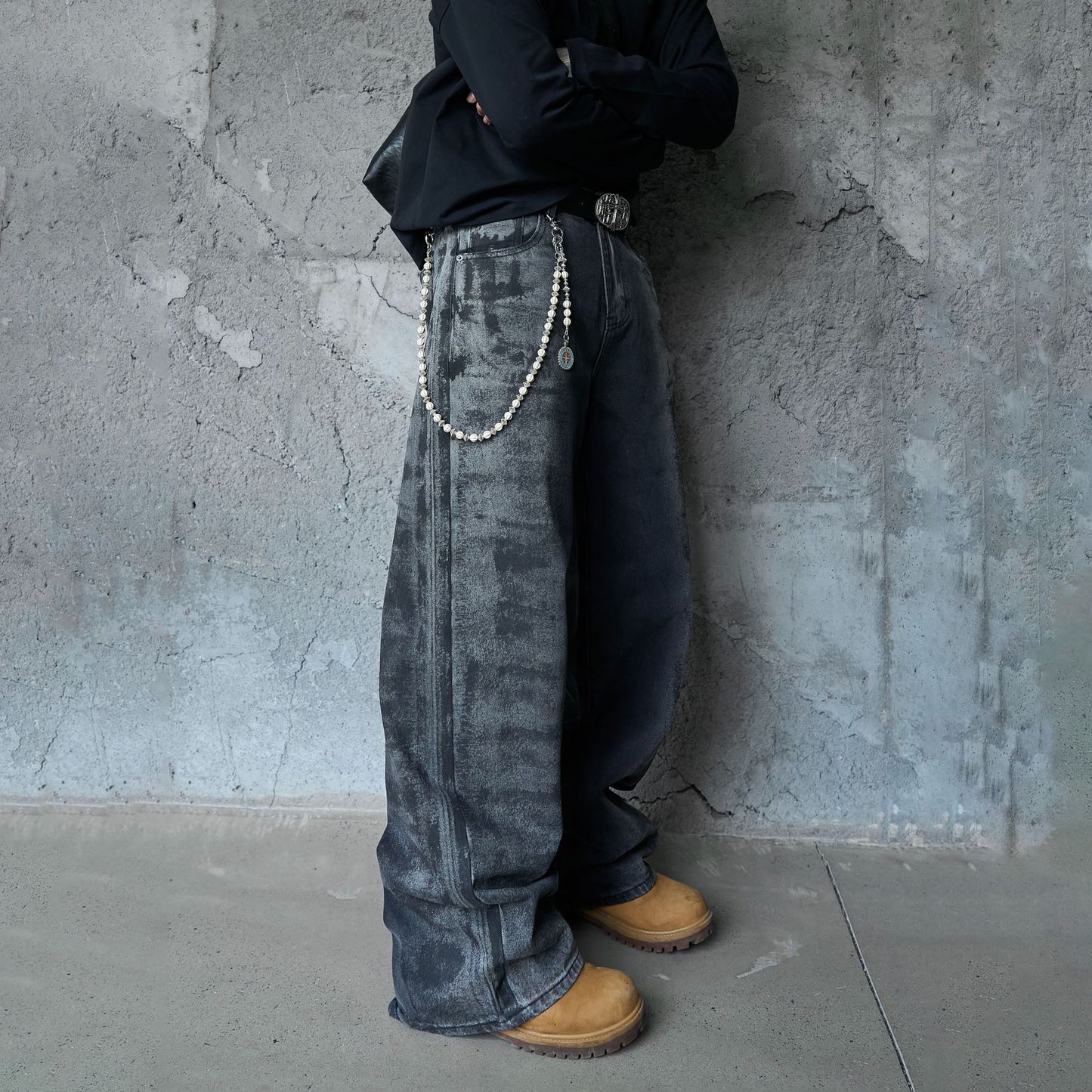 Washed Wide Leg Denim Jeans WN25408