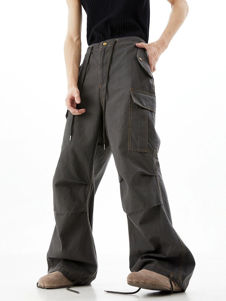 Multiple Pockets Wide-Leg Parachute Cargo Pants WN10378