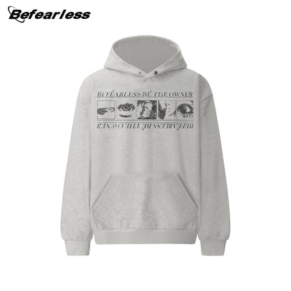 Washed Abstract Print Boxy Pullover Hoodie WN26412