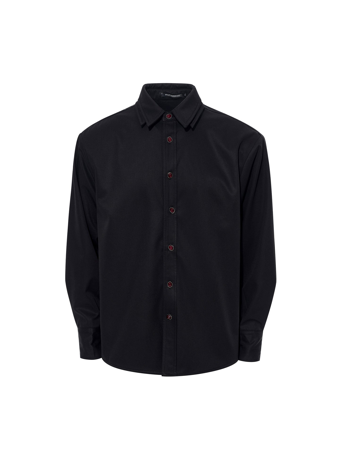 Double Collar Fleece Lining Shoulder-Pad Long Sleeve Shirt WN23265