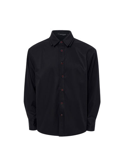 Double Collar Fleece Lining Shoulder-Pad Long Sleeve Shirt WN23265