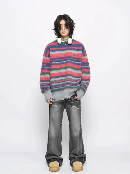 Colorblock Stripe Knit Sweater WN10959